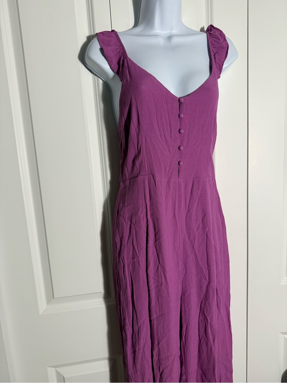 Glamorous Magenta Jumpsuit with Ruffle Sleeves